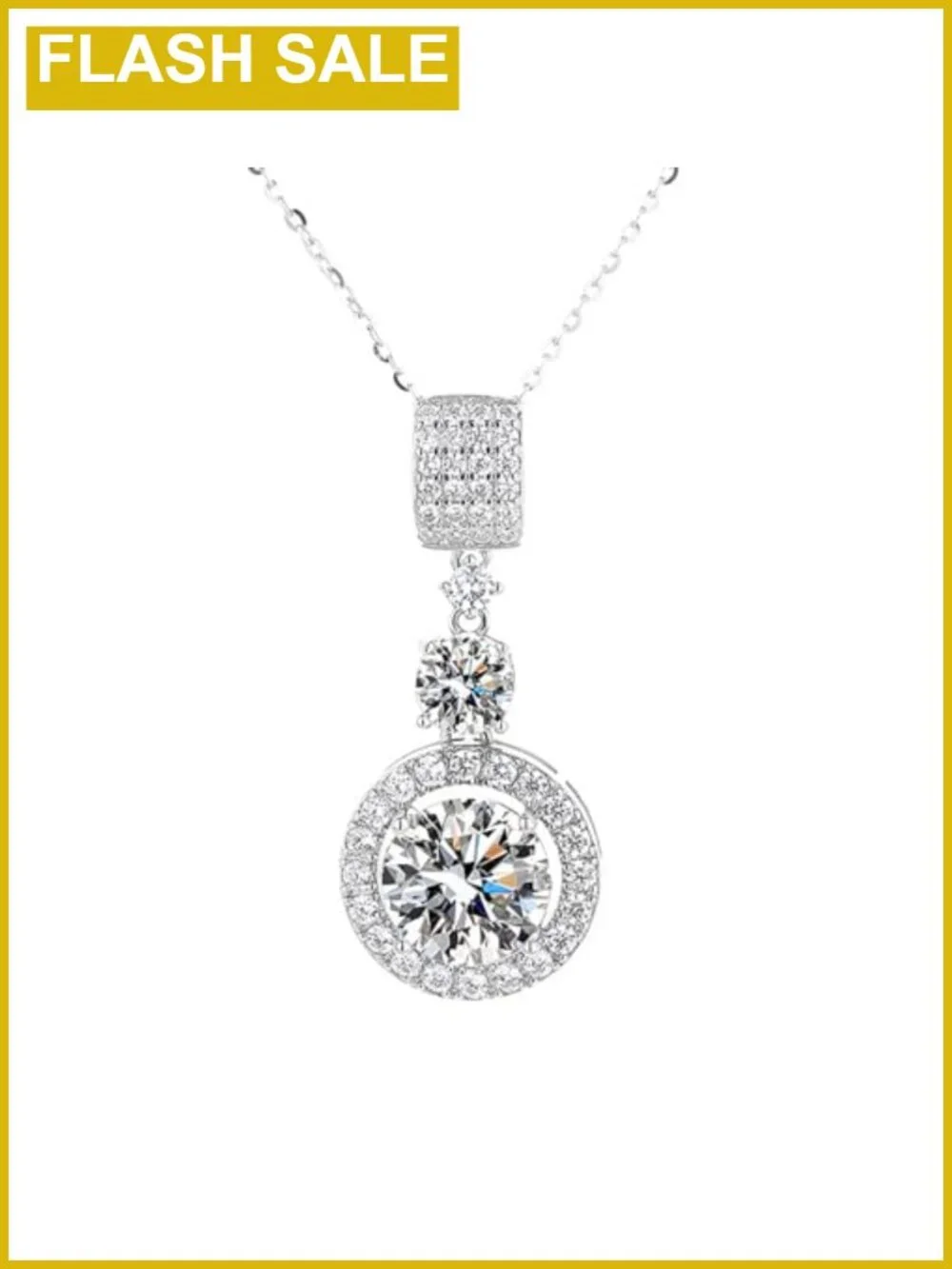 14K Gold 5ct VVS1 Diamond Round Pendant Necklace Women Fine Jewelry Gift